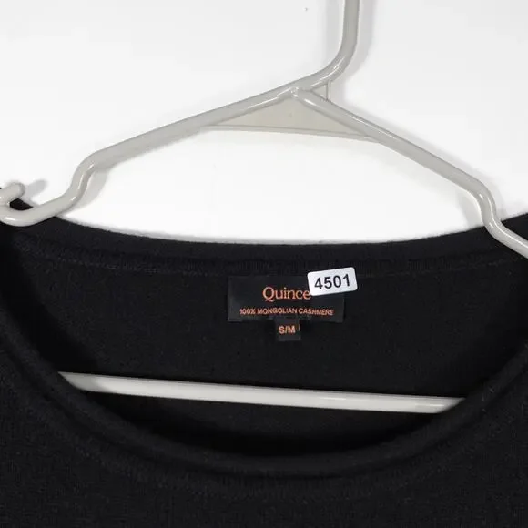 EUC Quince Women’s Mongolian Cashmere Batwing Sweater Black Sm/Med Relaxed Fit - Picture 4 of 9